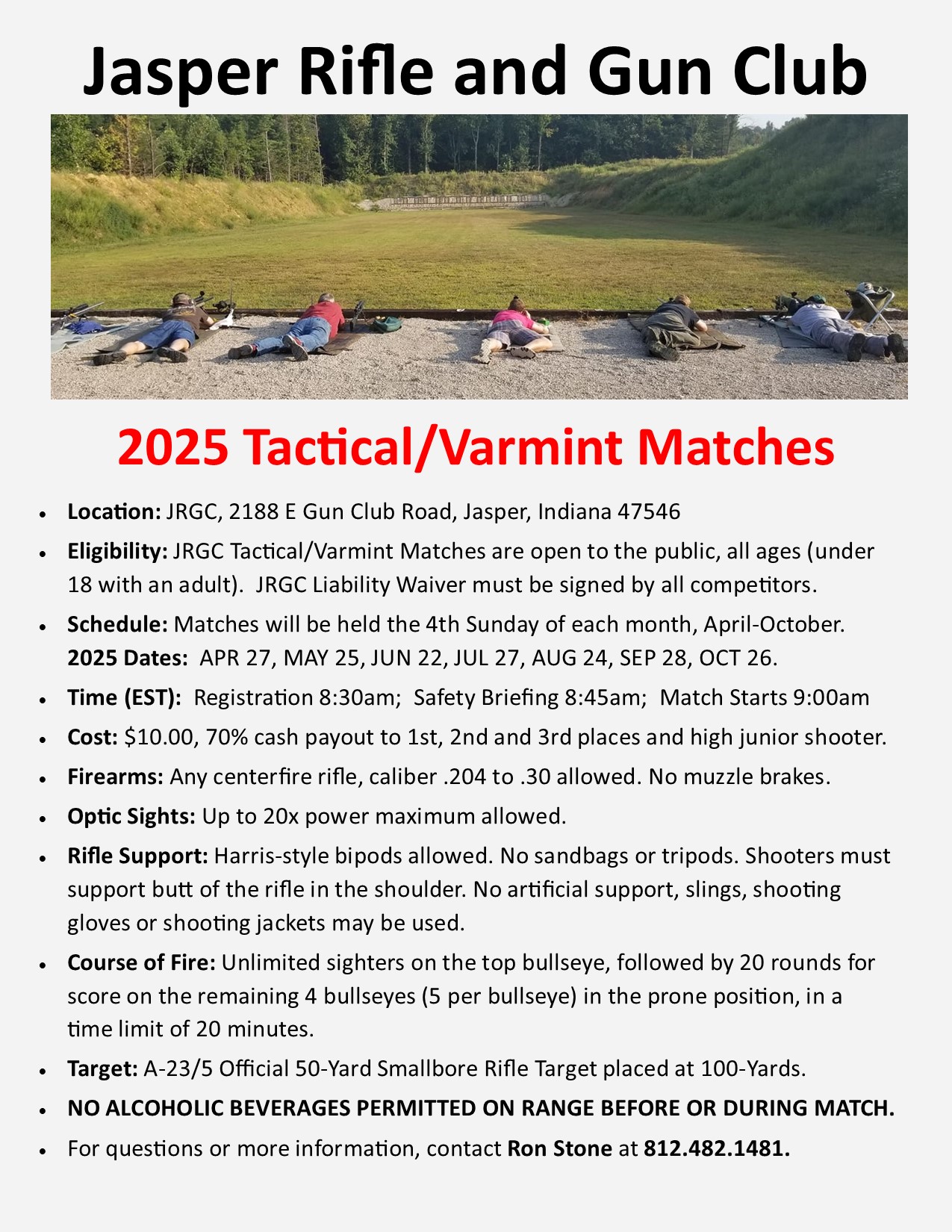 Tactical/Varmint Match Schedule for 2025